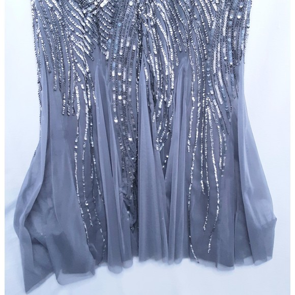 Beaded Evening Gown Retro Art Deco Design Silver & Gray Size Small - Picture 8 of 9